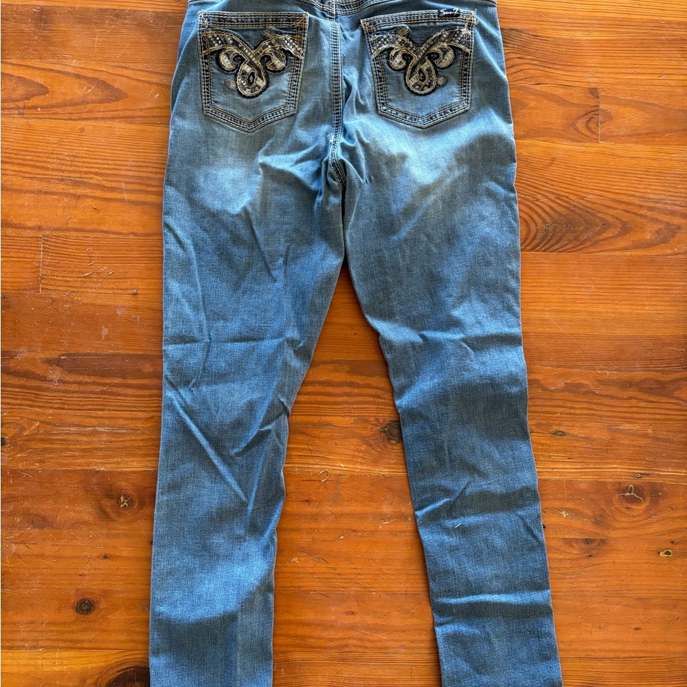 Seven Embellished Back Pocket Blue Denim Jeans